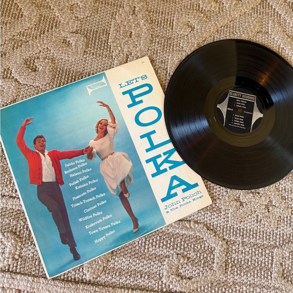 Vintage 'Let's Polka' Vinyl LP with Sleeve - Blue & White Cover